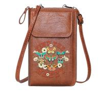 GEEADNB Crossbody Bags for Women Women ID Credit Card Case Uplifting Message Colorful Butterflies Whimsical Flowers Graduation Student Travel Rfid Safe