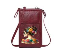 GEEADNB Crossbody Bags for Women Womens Travel Bags Floral Updo Floral Tattoo Sugar Skull Art Perfect for Printed Present for Valentine's Day Birthday Gifts