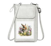 GEEADNB Customized Phone Bags Cell Phone Purse with Zipper Decorated Eggs Vibrant Flowers Easter Bunny Printed Gift Perfect for Printed Present