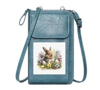 GEEADNB Customized Phone Bags Cell Phone Purse with Zipper Decorated Eggs Vibrant Flowers Easter Bunny Printed Gift Perfect for Printed Present