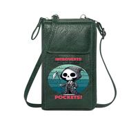 GEEADNB Customized Phone Bags Cell Phone Wallet Purses Introverts Text Skull-headed Character Dark Humor PU Leather Phone Bags Printed Gift
