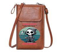 GEEADNB Customized Phone Bags Cell Phone Wallet Purses Introverts Text Skull-headed Character Dark Humor PU Leather Phone Bags Printed Gift