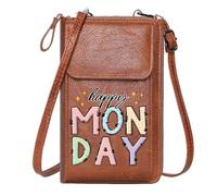 GEEADNB Customized Phone Bags Crossbody Bags for Women Colorful Letters Happy Monday Playful Design Perfect for Teacher's Day