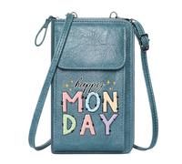 GEEADNB Customized Phone Bags Crossbody Bags for Women Colorful Letters Happy Monday Playful Design Perfect for Teacher's Day
