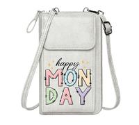 GEEADNB Customized Phone Bags Crossbody Bags for Women Colorful Letters Happy Monday Playful Design Perfect for Teacher's Day
