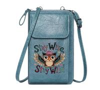 GEEADNB Customized Phone Bags Ladies Cell Phone Purse Stay Wise Stay Wild Colorful Contrast Whimsical Owl Travel Rfid Safe Perfect for Printed Present