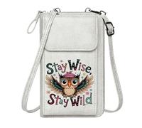 GEEADNB Customized Phone Bags Ladies Cell Phone Purse Stay Wise Stay Wild Colorful Contrast Whimsical Owl Travel Rfid Safe Perfect for Printed Present