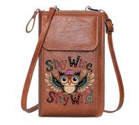 GEEADNB Customized Phone Bags Ladies Cell Phone Purse Stay Wise Stay Wild Colorful Contrast Whimsical Owl Travel Rfid Safe Perfect for Printed Present