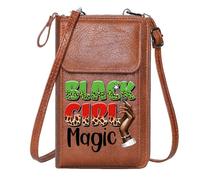 GEEADNB Customized Phone Bags PU Leather Phone Purse Leopard print BLACK GIRL Magic wand Season Gifts Personalized Gifts for Girlfriend Friends