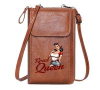 GEEADNB Customized Phone Bags PU Leather Phone Purse Mid-20th century American Pin-up style Road Queen Adjustable Strap Perfect for Teacher's Day