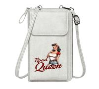 GEEADNB Customized Phone Bags PU Leather Phone Purse Mid-20th century American Pin-up style Road Queen Adjustable Strap Perfect for Teacher's Day