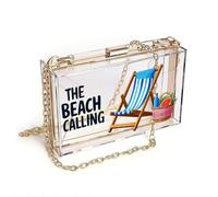 GEEADNB Customized Phone Bags RFID Blocking Zipper Phone Wallet Beach Basket, Beach Chair, THE BEACH CALLING, Elegant Gift for Mother's Day Leather Purse for Lover