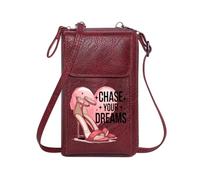 GEEADNB Customized Phone Bags Women Leather Crossbody Purse CHASING YOUR DREAMS pink high-heeled sandals stylized heart Travel Rfid Safe Large Capacity Purse Gift