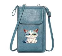 GEEADNB Customized Phone Bags Womens Travel Bags Parody of Fast & Furious Grumpy Expression Heterochromatic Cat Adjustable Strap Travel Rfid Safe