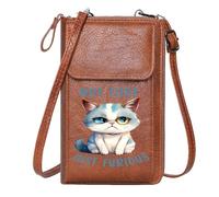 GEEADNB Customized Phone Bags Womens Travel Bags Parody of Fast & Furious Grumpy Expression Heterochromatic Cat Adjustable Strap Travel Rfid Safe