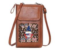 GEEADNB Customized Phone Bags Zipper Womens Wallet Patriotic Gnome American Flag Elements BORN IN USA Elegant Gift for Mother's Day PU Leather Phone Bags