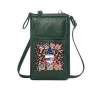 GEEADNB Customized Phone Bags Zipper Womens Wallet Patriotic Gnome American Flag Elements BORN IN USA Elegant Gift for Mother's Day PU Leather Phone Bags