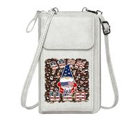 GEEADNB Customized Phone Bags Zipper Womens Wallet Patriotic Gnome American Flag Elements BORN IN USA Elegant Gift for Mother's Day PU Leather Phone Bags