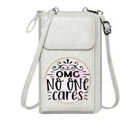 GEEADNB Customized Small Bags Cell Phone Purse with Zipper OMG NO ONE cares modern-vintage style circular design Suitable for Daily Gifting Classic Outfit