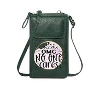 GEEADNB Customized Small Bags Cell Phone Purse with Zipper OMG NO ONE cares modern-vintage style circular design Suitable for Daily Gifting Classic Outfit