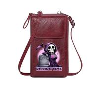 GEEADNB Customized Small Bags Personalized Crossbody Wallets Whimsical Death Theme Cartoon Grim Reaper Hot Beverage Elegant Gift for Mother's Day Graduation Student