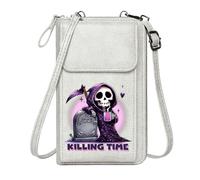 GEEADNB Customized Small Bags Personalized Crossbody Wallets Whimsical Death Theme Cartoon Grim Reaper Hot Beverage Elegant Gift for Mother's Day Graduation Student