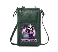 GEEADNB Customized Small Bags Personalized Crossbody Wallets Whimsical Death Theme Cartoon Grim Reaper Hot Beverage Elegant Gift for Mother's Day Graduation Student
