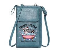 GEEADNB Customized Small Bags PU Leather Phone Purse Whimsical atmosphere Pink bathtub Cartoon raccoon Large Capacity Purse Gift Personalized Gifts for Girlfriend Friends
