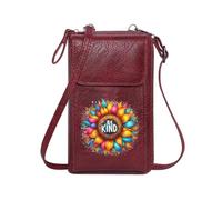 GEEADNB Customized Small Bags Small Crossbody Bags BE KIND Sunflower Colorful Design PU Leather Phone Bags Leather Purse for Lover