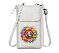 GEEADNB Customized Small Bags Small Crossbody Bags BE KIND Sunflower Colorful Design PU Leather Phone Bags Leather Purse for Lover