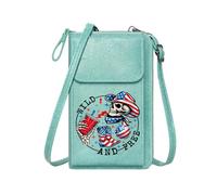 GEEADNB Customized Small Bags Women ID Credit Card Case American Flag-themed Skull Patriotic Symbolism Weird and Free Adjustable Strap Suitable for Daily Gifting