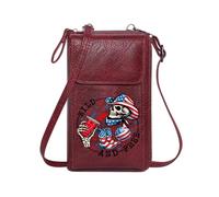 GEEADNB Customized Small Bags Women ID Credit Card Case American Flag-themed Skull Patriotic Symbolism Weird and Free Adjustable Strap Suitable for Daily Gifting