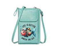 GEEADNB Customized Small Bags Women’s RFID Clutch Purse Scuba Fish Humorous Adventure Under the Sea Season Gifts Perfect for Teacher's Day