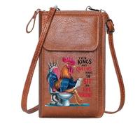 GEEADNB Customized Small Bags Women's Clutch Purse Humorous Illustration Toilet Throne Royal Rooster Leather Purse for Lover Suitable for Everyday Use