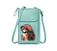 GEEADNB Customized Small Bags Zipper Womens Wallet Floral Adornments Cultural Symbolism Day of the Dead PU Leather Phone Bags Long Purse for Gift