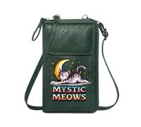 GEEADNB Ladies Cell Phone Purse Card Wallets Purse Mystic Meows Sleeping Cat Crescent Moon Cute Stylish Elegant Accessory for Valentine's Day Birthday Gifts