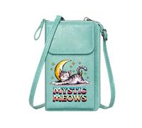GEEADNB Ladies Cell Phone Purse Card Wallets Purse Mystic Meows Sleeping Cat Crescent Moon Cute Stylish Elegant Accessory for Valentine's Day Birthday Gifts