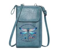 GEEADNB Ladies Cell Phone Purse Cell Phone Purse with Zipper Flora Growth Dragonfly Cute Stylish Elegant Accessory Romantic Gifts for Wife Girlfriend