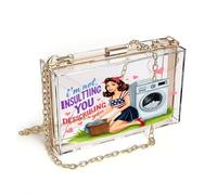 GEEADNB Ladies Cell Phone Purse Cell Phone Purse with Zipper front-loading washing machine, American flag dress, retro-style illustration, Perfect for Printed Present