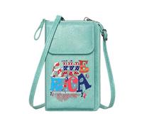 GEEADNB Ladies Cell Phone Purse Cell Phone Purse with Zipper Patriotic American flag Fireworks Perfect for Teacher's Day PU Leather Phone Bags