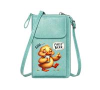GEEADNB Ladies Cell Phone Purse Credit Card Slots Shushing gesture First Beer Cartoon duck PU Leather Phone Bags Travel Rfid Safe