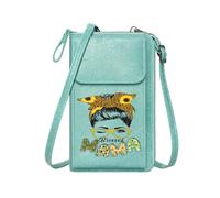 GEEADNB Ladies Cell Phone Purse Personalized Crossbody Wallets Floral lettering Leopard print bandana Vibrant contrast Perfect for Teacher's Day Romantic Gifts for Wife Girlfriend