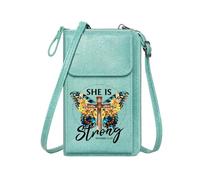 GEEADNB Ladies Cell Phone Purse Personalized Leather Cell Phone Wallet wooden cross butterfly wings vibrant flowers PU Leather Phone Bags Printed Gift