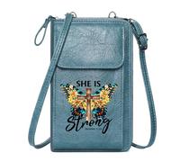 GEEADNB Ladies Cell Phone Purse Personalized Leather Cell Phone Wallet wooden cross butterfly wings vibrant flowers PU Leather Phone Bags Printed Gift