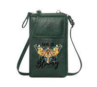 GEEADNB Ladies Cell Phone Purse Personalized Leather Cell Phone Wallet wooden cross butterfly wings vibrant flowers PU Leather Phone Bags Printed Gift