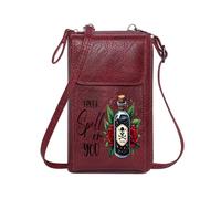 GEEADNB Ladies Cell Phone Purse PU Leather Phone Purse Skull and Crossbones Mystical Artwork Poison Bottle Travel Rfid Safe Adjustable Strap
