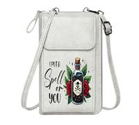 GEEADNB Ladies Cell Phone Purse PU Leather Phone Purse Skull and Crossbones Mystical Artwork Poison Bottle Travel Rfid Safe Adjustable Strap