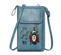 GEEADNB Ladies Cell Phone Purse PU Leather Phone Purse Skull and Crossbones Mystical Artwork Poison Bottle Travel Rfid Safe Adjustable Strap