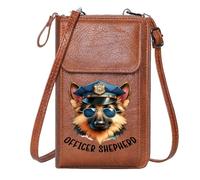 GEEADNB Ladies Cell Phone Purse RFID Blocking Zipper Phone Wallet Reflective Sunglasses German Shepherd Police Hat Holiday Customized Gift Perfect for Teacher's Day