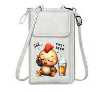 GEEADNB Ladies Cell Phone Purse Small Crossbody Bags Cartoon Chick First Beer Experience Shushing Gesture for Valentine's Day Birthday Gifts Long Purse for Gift